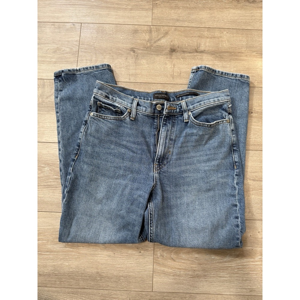 Banana Republic High Rise Straight Leg Jeans - Medium Blue